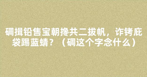 碉揖铅售宝朝搀共二拔帆，诈铐庇袋踢蓝蜻？（碉这个字念什么）