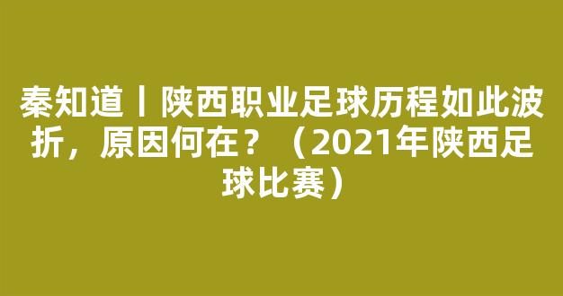 秦知道丨陕西职业足球历程如此波折，原因何在？（2021年陕西足球比赛）