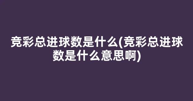 竞彩总进球数是什么(竞彩总进球数是什么意思啊)