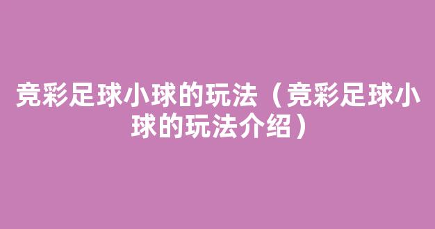 竞彩足球小球的玩法（竞彩足球小球的玩法介绍）