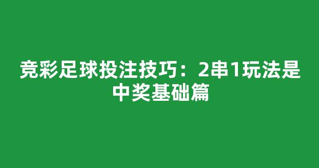 竞彩足球投注技巧：2串1玩法是中奖基础篇