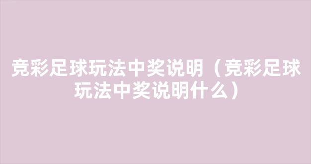 竞彩足球玩法中奖说明（竞彩足球玩法中奖说明什么）