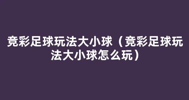 竞彩足球玩法大小球（竞彩足球玩法大小球怎么玩）