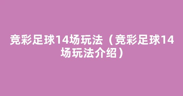 竞彩足球14场玩法（竞彩足球14场玩法介绍）