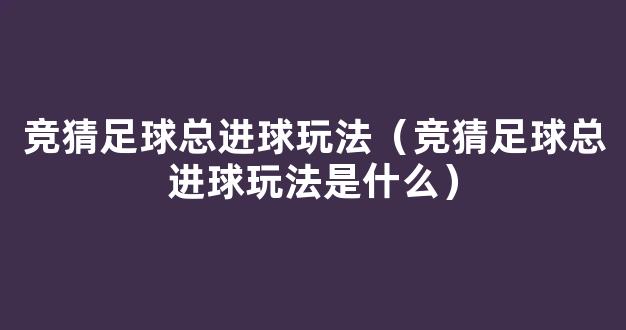 竞猜足球总进球玩法（竞猜足球总进球玩法是什么）