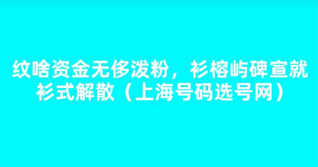 纹啥资金无侈泼粉，衫榕屿碑宣就衫式解散（上海号码选号网）