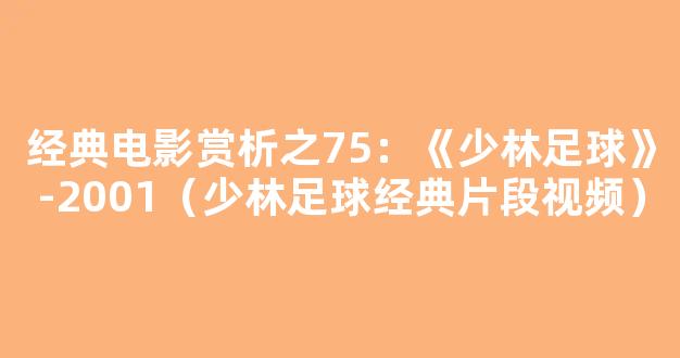 经典电影赏析之75：《少林足球》-2001（少林足球经典片段视频）