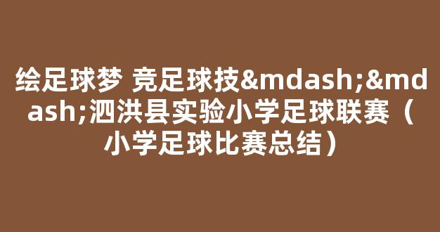 绘足球梦 竞足球技——泗洪县实验小学足球联赛（小学足球比赛总结）