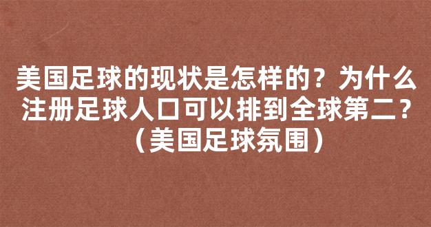 美国足球的现状是怎样的？为什么注册足球人口可以排到全球第二？（美国足球氛围）