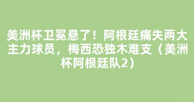 美洲杯卫冕悬了！阿根廷痛失两大主力球员，梅西恐独木难支（美洲杯阿根廷队2）