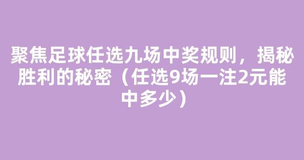 聚焦足球任选九场中奖规则，揭秘胜利的秘密（任选9场一注2元能中多少）