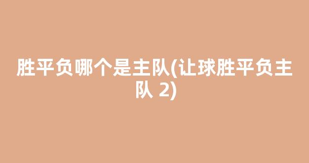 胜平负哪个是主队(让球胜平负主队 2)