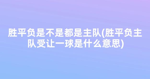 胜平负是不是都是主队(胜平负主队受让一球是什么意思)