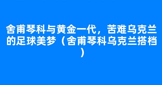 舍甫琴科与黄金一代，苦难乌克兰的足球美梦（舍甫琴科乌克兰搭档）