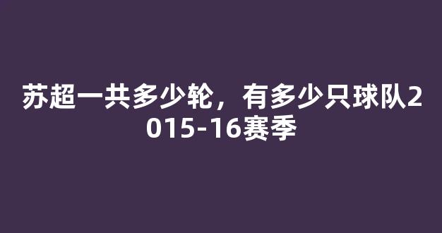 苏超一共多少轮，有多少只球队2015-16赛季