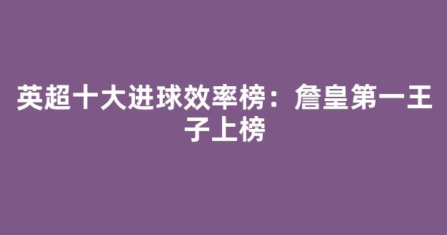 英超十大进球效率榜：詹皇第一王子上榜