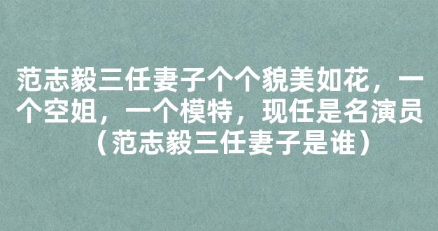 范志毅三任妻子个个貌美如花，一个空姐，一个模特，现任是名演员（范志毅三任妻子是谁）