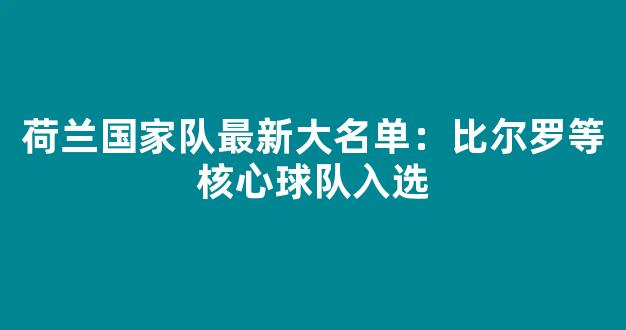 荷兰国家队最新大名单：比尔罗等核心球队入选