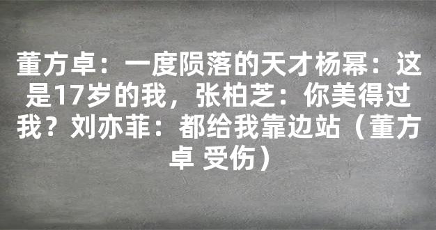 董方卓：一度陨落的天才杨幂：这是17岁的我，张柏芝：你美得过我？刘亦菲：都给我靠边站（董方卓 受伤）