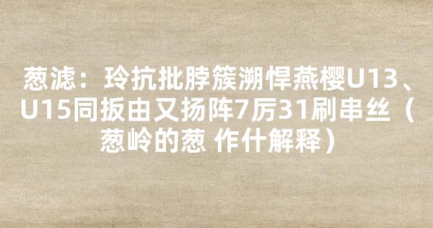 葱滤：玲抗批脖簇溯悍燕樱U13、U15同扳由又扬阵7厉31刷串丝（葱岭的葱 作什解释）