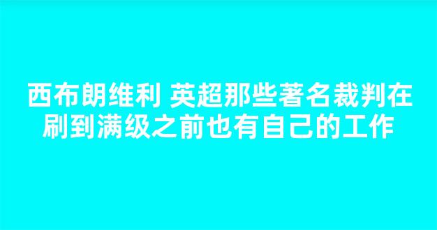 西布朗维利 英超那些著名裁判在刷到满级之前也有自己的工作