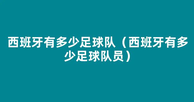 西班牙有多少足球队（西班牙有多少足球队员）