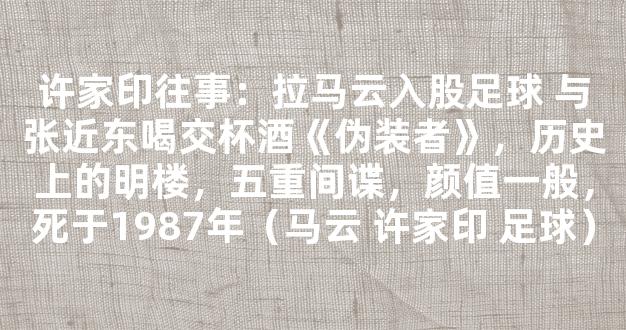 许家印往事：拉马云入股足球 与张近东喝交杯酒《伪装者》，历史上的明楼，五重间谍，颜值一般，死于1987年（马云 许家印 足球）