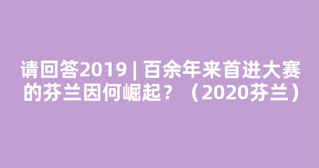 请回答2019 | 百余年来首进大赛的芬兰因何崛起？（2020芬兰）