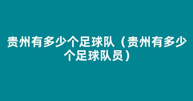 贵州有多少个足球队（贵州有多少个足球队员）