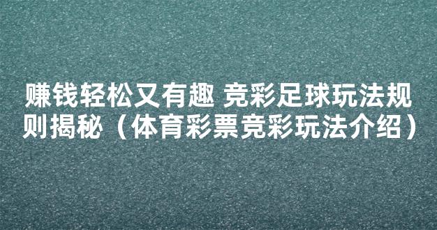 赚钱轻松又有趣 竞彩足球玩法规则揭秘（体育彩票竞彩玩法介绍）