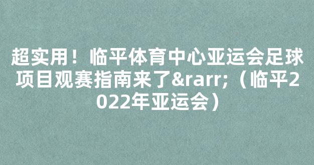 超实用！临平体育中心亚运会足球项目观赛指南来了→（临平2022年亚运会）