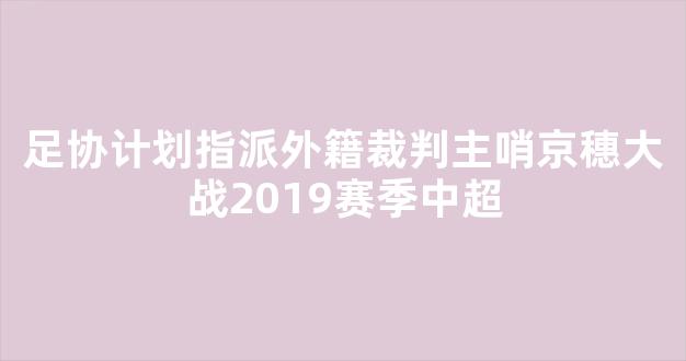 足协计划指派外籍裁判主哨京穗大战2019赛季中超