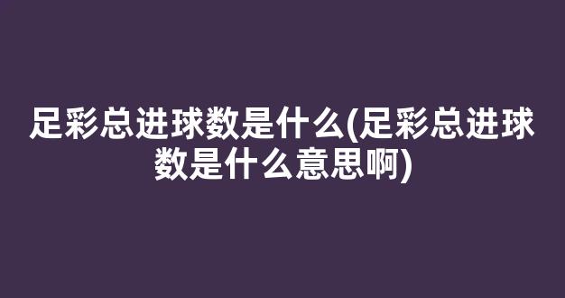 足彩总进球数是什么(足彩总进球数是什么意思啊)