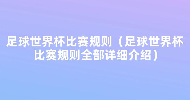 足球世界杯比赛规则（足球世界杯比赛规则全部详细介绍）