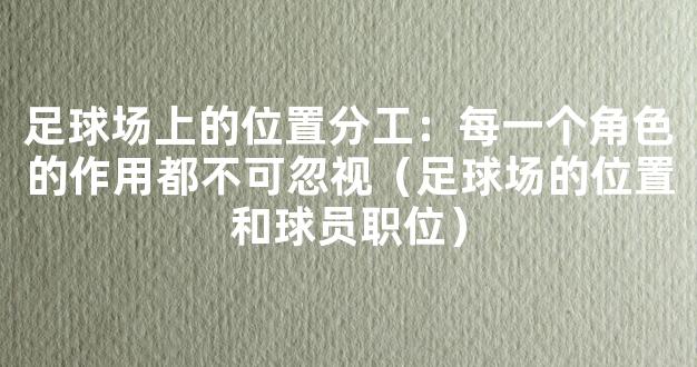 足球场上的位置分工：每一个角色的作用都不可忽视（足球场的位置和球员职位）