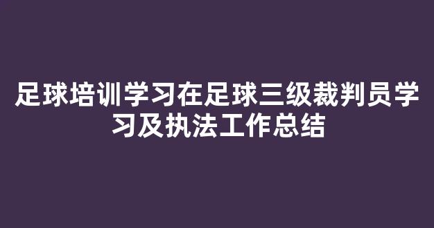 足球培训学习在足球三级裁判员学习及执法工作总结