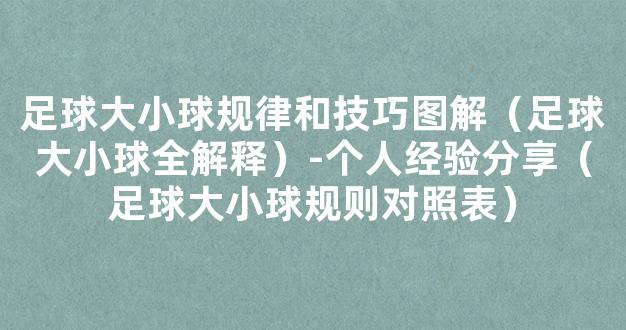 足球大小球规律和技巧图解（足球大小球全解释）-个人经验分享（足球大小球规则对照表）