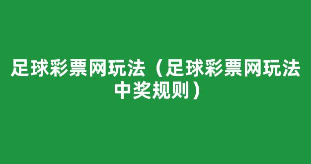 足球彩票网玩法（足球彩票网玩法中奖规则）