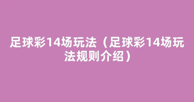 足球彩14场玩法（足球彩14场玩法规则介绍）