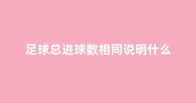 足球总进球数相同说明什么