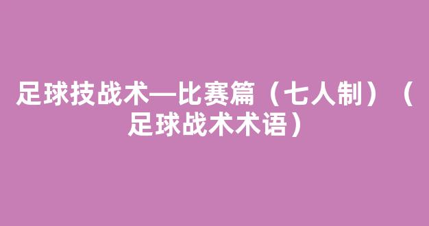 足球技战术―比赛篇（七人制）（足球战术术语）