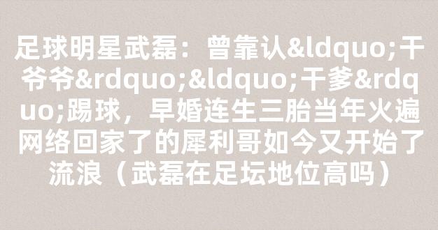 足球明星武磊：曾靠认“干爷爷”“干爹”踢球，早婚连生三胎当年火遍网络回家了的犀利哥如今又开始了流浪（武磊在足坛地位高吗）