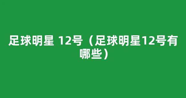 足球明星 12号（足球明星12号有哪些）