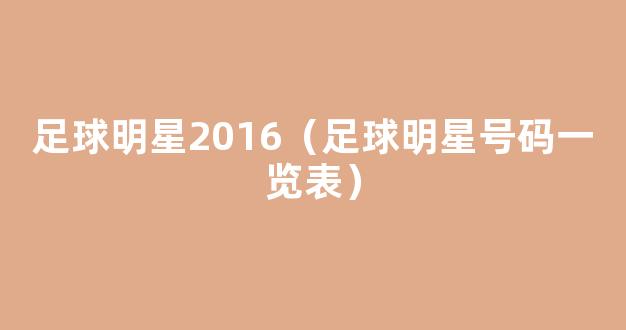 足球明星2016（足球明星号码一览表）