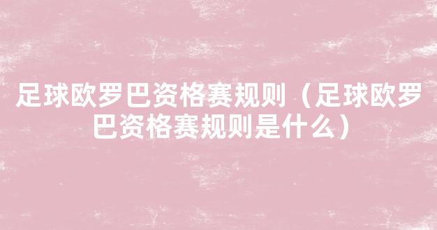 足球欧罗巴资格赛规则（足球欧罗巴资格赛规则是什么）