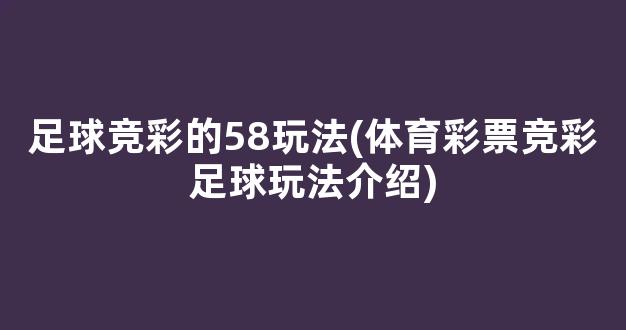 足球竞彩的58玩法(体育彩票竞彩足球玩法介绍)