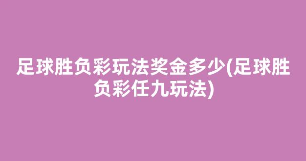 足球胜负彩玩法奖金多少(足球胜负彩任九玩法)