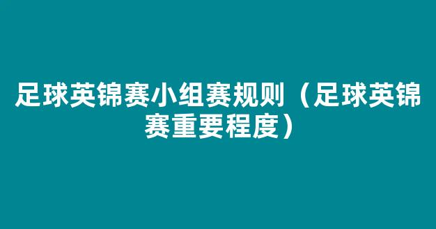 足球英锦赛小组赛规则（足球英锦赛重要程度）