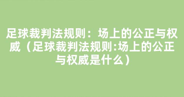 足球裁判法规则：场上的公正与权威（足球裁判法规则:场上的公正与权威是什么）