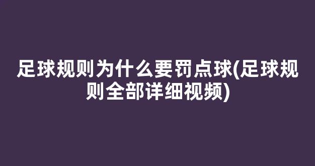 足球规则为什么要罚点球(足球规则全部详细视频)